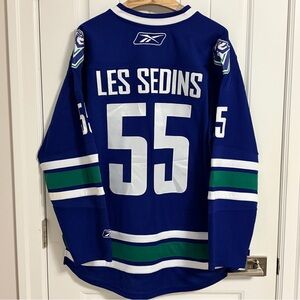 Authentic Reebok Vancouver Canucks Henrik Daniel Les Sedins Jersey Size XXL 2XL